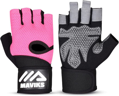 Workout Gloves for Men and Women Weight Lifting Gloves with Wrist Wrap Support for Gym Training Weightlifting Crossfit Pull-Ups Exercise Glove for Ladies & Gents