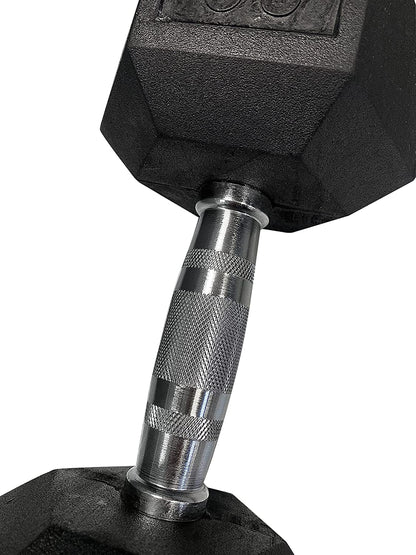 Set of 2 Hex Rubber Dumbbell with Metal Handles, Pair of 2 Heavy Dumbbells (10 Lb)